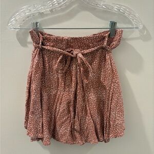 Floral Mini Skirt with Tie Belt (Small)